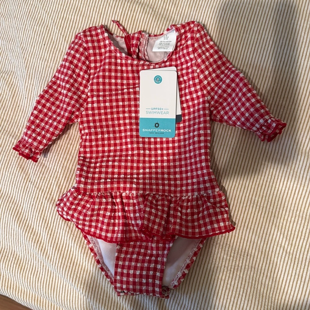 Adorable gingham baby one piece suit